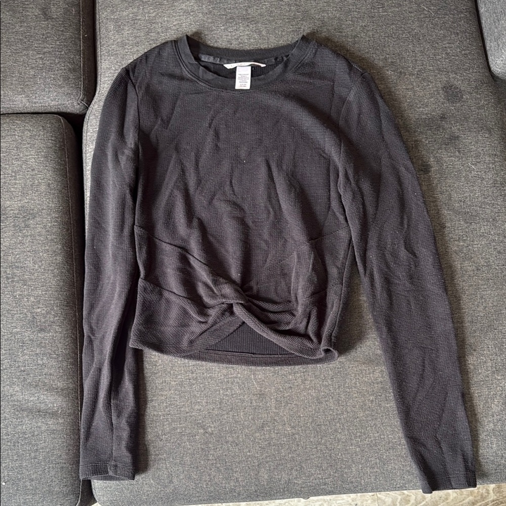 Victoria's Secret Gray Long Sleeve Tie Front Crop Top